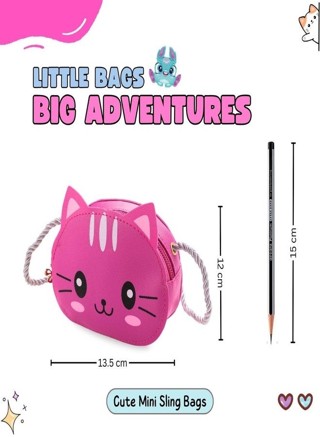 Tinker Squad Kitty Cat Sling Hand Bag For Girls | Sling Bags Shoulder Handbags For Kids | Stylish Gifts, Pink - Image 3